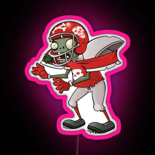 Football Zombie From Plants Vs Zombies RGB Neon Sign