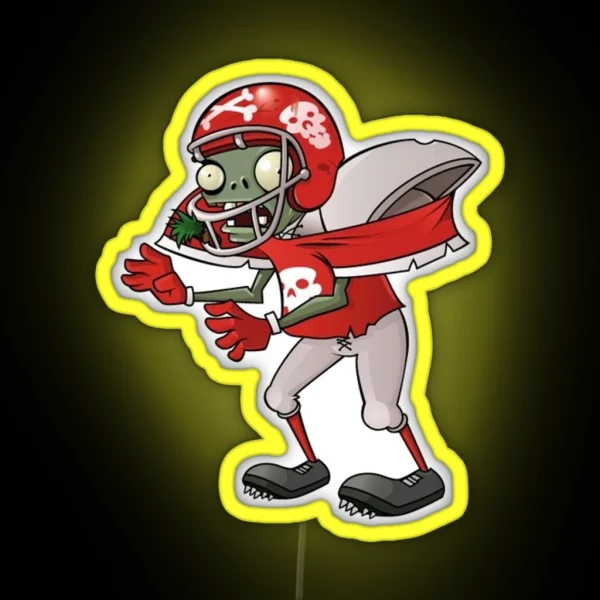 Football Zombie From Plants Vs Zombies RGB Neon Sign