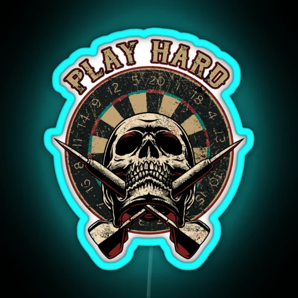 For Hardcore Dart Player Play Hard RGB Neon Sign