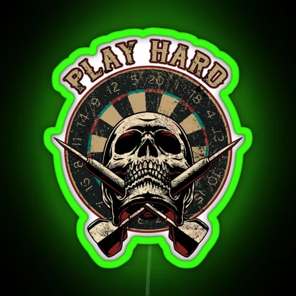 For Hardcore Dart Player Play Hard RGB Neon Sign