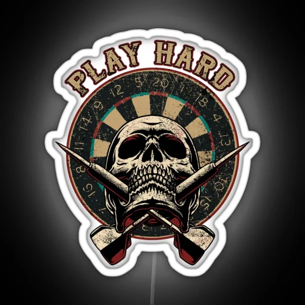For Hardcore Dart Player Play Hard RGB Neon Sign