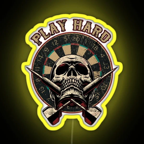 For Hardcore Dart Player Play Hard RGB Neon Sign