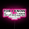 Personalized Inspirational Bible Quote RGB Neon Sign with I Know Plans