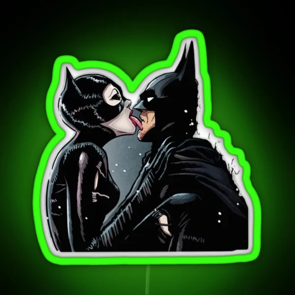 Forbidden Affection Catwoman And Batman S Kiss RGB Neon Sign
