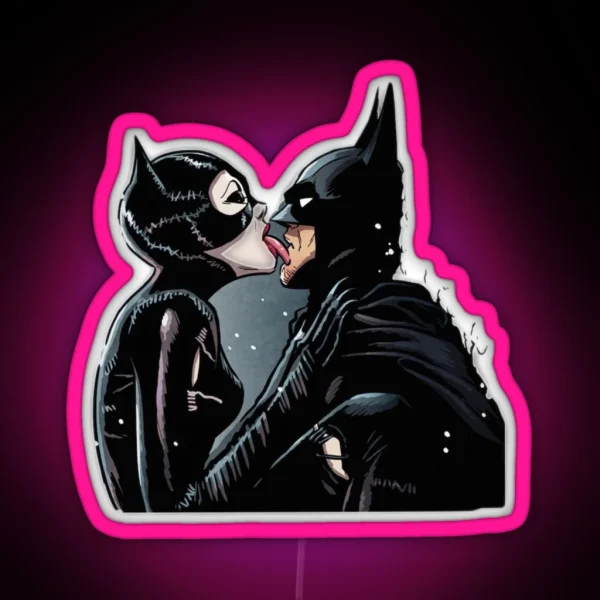 Forbidden Affection Catwoman And Batman S Kiss RGB Neon Sign
