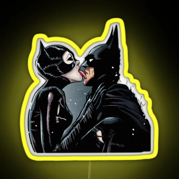 Forbidden Affection Catwoman And Batman S Kiss RGB Neon Sign