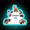 Neon Forbidden Cats Sign in Bright Vibrant RGB Colorful Glowing Light