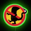 Neon Monster Warning Sign with Bright Colorful Edge Lighting Effect