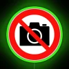 Vibrant Neon Signage Prohibited Photography Warning Sign with Bold RGB Lighting