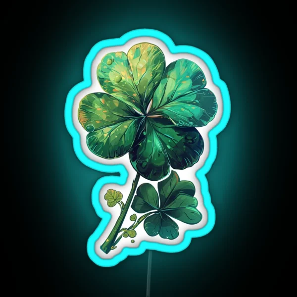 Four Leaf Clover For St Patric S Day RGB Neon Sign