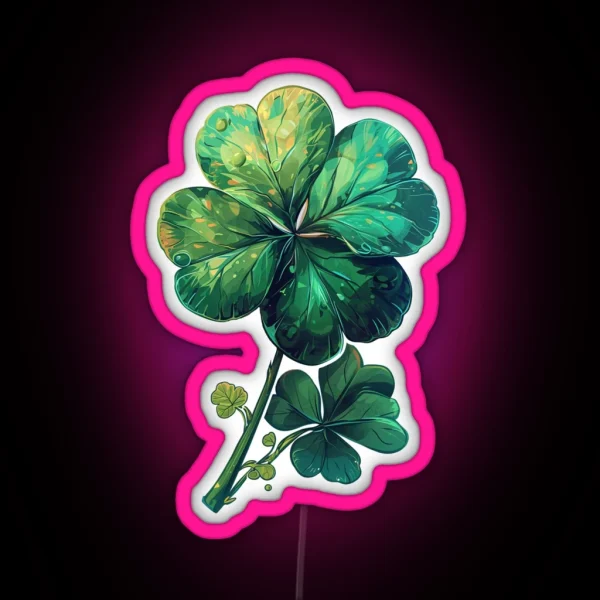 Four Leaf Clover For St Patric S Day RGB Neon Sign