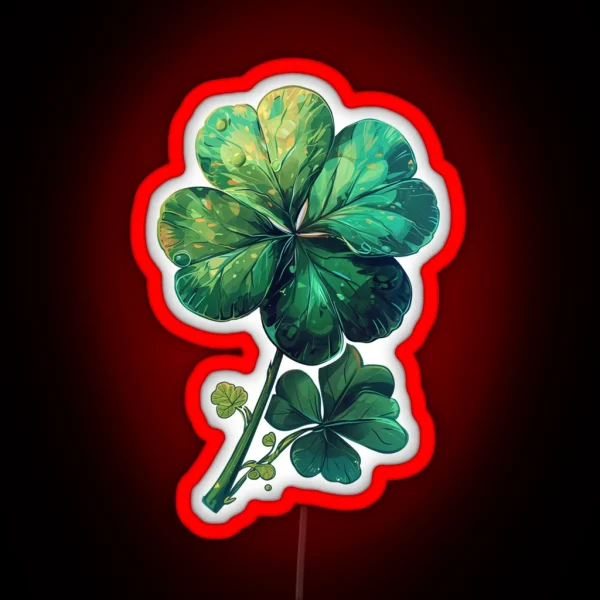 Four Leaf Clover For St Patric S Day RGB Neon Sign