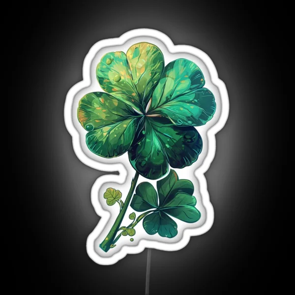 Four Leaf Clover For St Patric S Day RGB Neon Sign