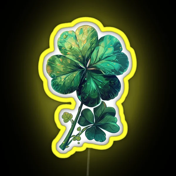Four Leaf Clover For St Patric S Day RGB Neon Sign