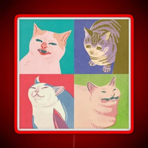 Four Meme Cats Of The Apocalypse RGB Neon Sign