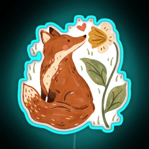 Fox And Flower RGB Neon Sign