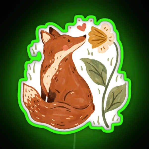 Fox And Flower RGB Neon Sign