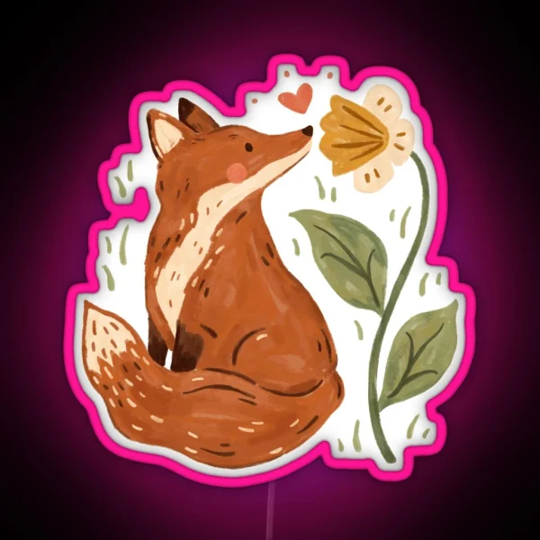 Fox And Flower RGB Neon Sign