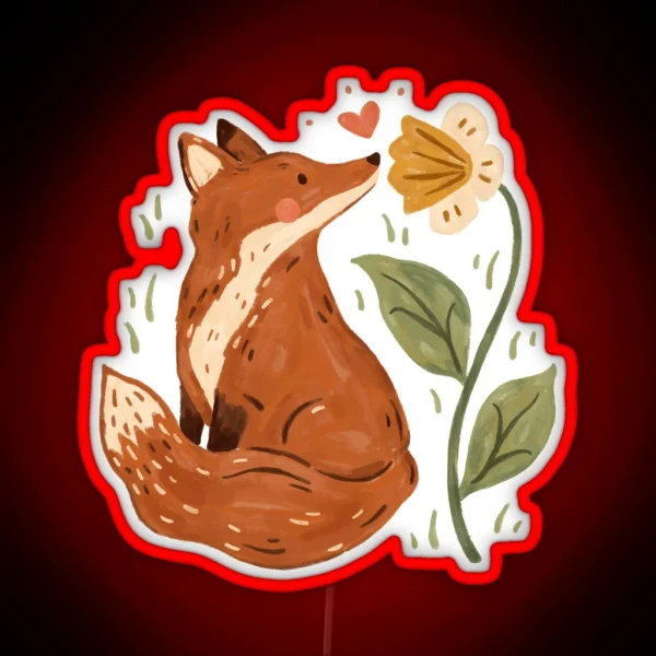 Fox And Flower RGB Neon Sign