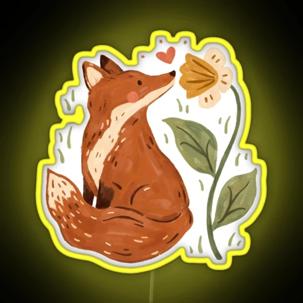 Fox And Flower RGB Neon Sign