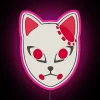 Vibrant RGB neon wall art featuring Fox Warding Mask Slayer Demon.