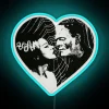 Vibrant Frankenstein and Bride Gothic Emo Heart LED Neon Sign Decoration