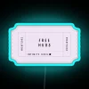 Vibrant 'Free Hugs' Ticket Neon Sign with RGB Color Scheme