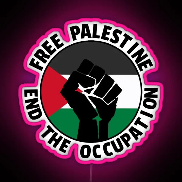 Free Palestine End The Occupation RGB Neon Sign