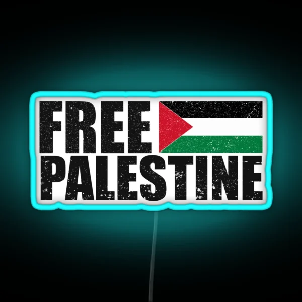 FREE PALESTINE FREE GAZA PALESTINE FLAG ARABIC RGB Neon Sign