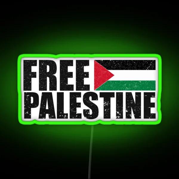 FREE PALESTINE FREE GAZA PALESTINE FLAG ARABIC RGB Neon Sign