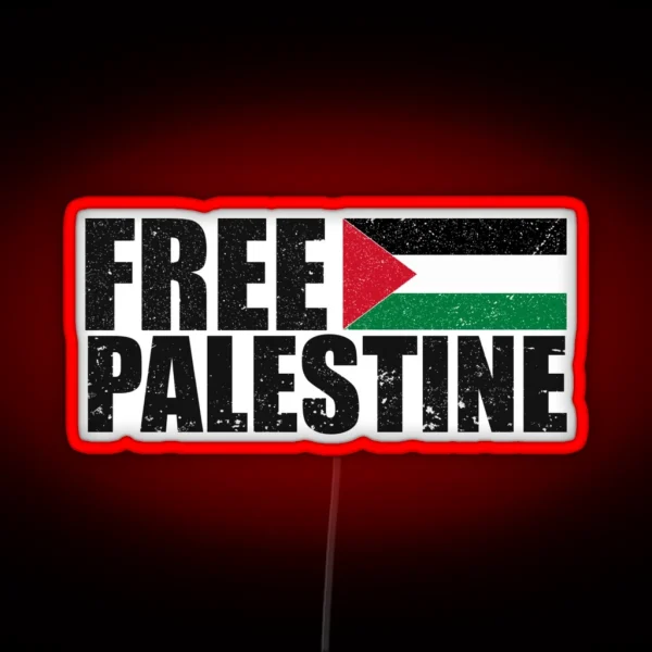 FREE PALESTINE FREE GAZA PALESTINE FLAG ARABIC RGB Neon Sign
