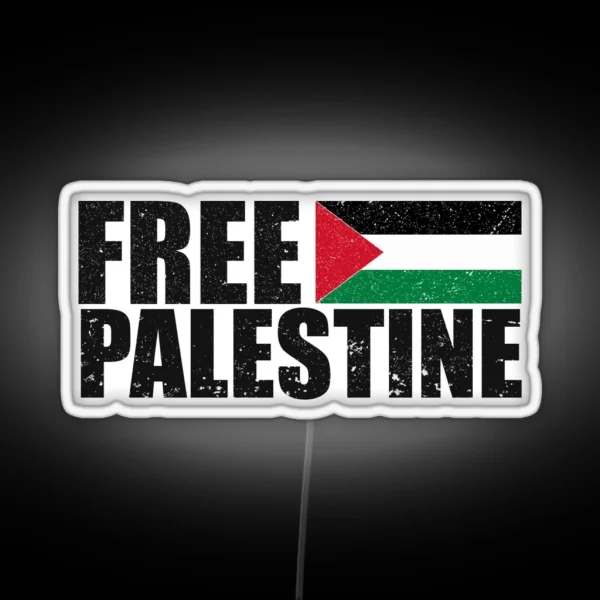FREE PALESTINE FREE GAZA PALESTINE FLAG ARABIC RGB Neon Sign