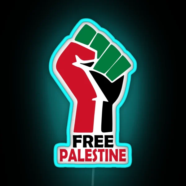 FREE PALESTINE FREE GAZA PALESTINE FLAG ARABIC RGB Neon Sign