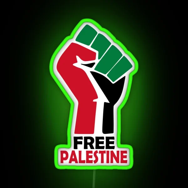 FREE PALESTINE FREE GAZA PALESTINE FLAG ARABIC RGB Neon Sign
