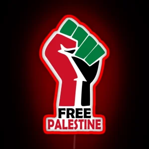 FREE PALESTINE FREE GAZA PALESTINE FLAG ARABIC RGB Neon Sign