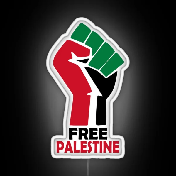 FREE PALESTINE FREE GAZA PALESTINE FLAG ARABIC RGB Neon Sign
