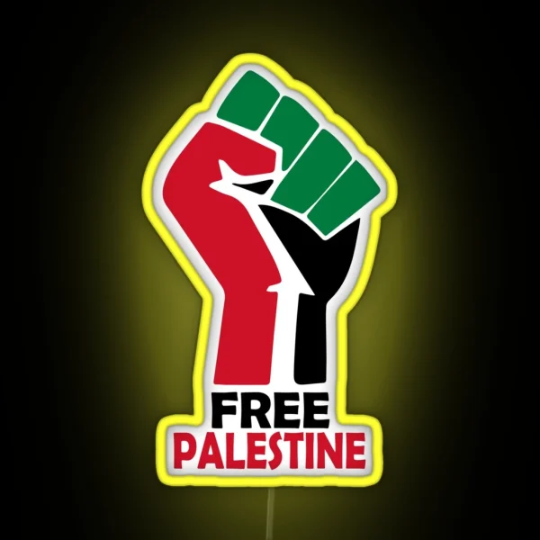FREE PALESTINE FREE GAZA PALESTINE FLAG ARABIC RGB Neon Sign