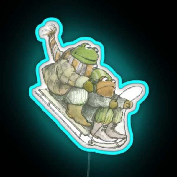 Frog And Toad Sledding Led RGB Neon Sign