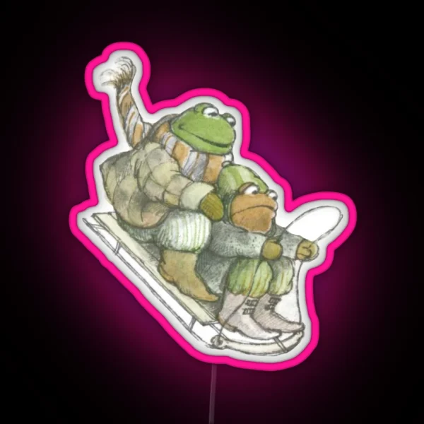 Frog And Toad Sledding Led RGB Neon Sign