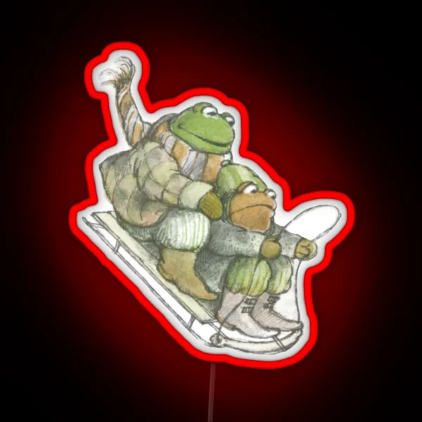 Frog And Toad Sledding Led RGB Neon Sign
