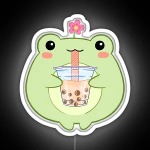 Frog Drinking Bubble Tea RGB Neon Sign