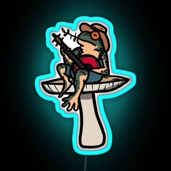 Frog Playing Banjo On A Mushroom RGB Neon Sign