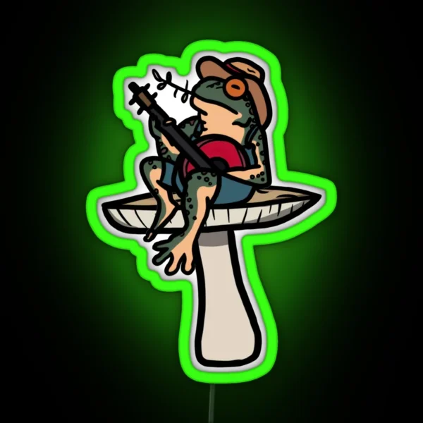 Frog Playing Banjo On A Mushroom RGB Neon Sign