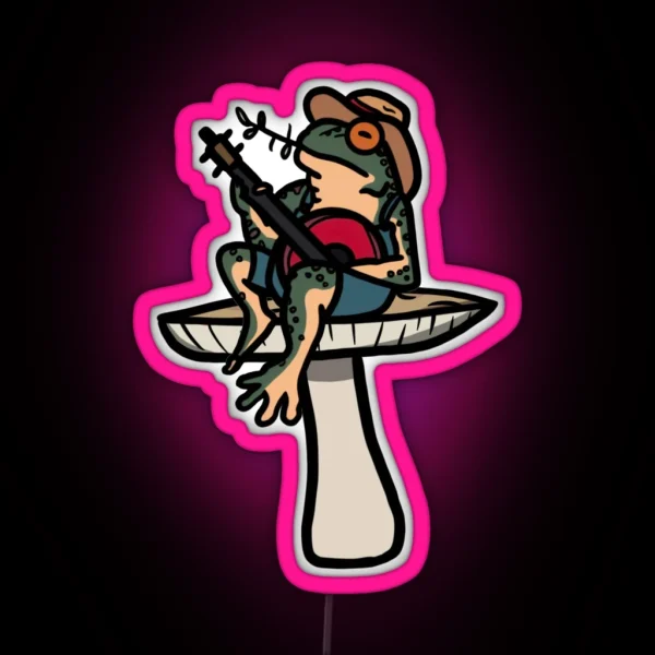 Frog Playing Banjo On A Mushroom RGB Neon Sign