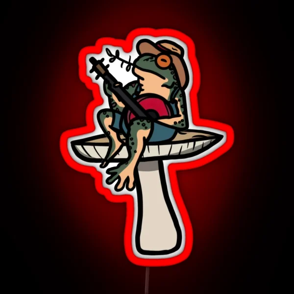 Frog Playing Banjo On A Mushroom RGB Neon Sign