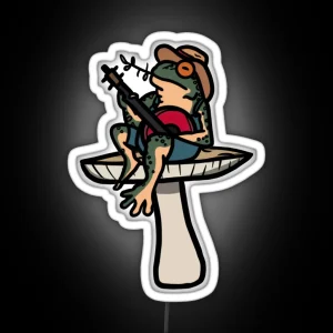 Frog Playing Banjo On A Mushroom RGB Neon Sign