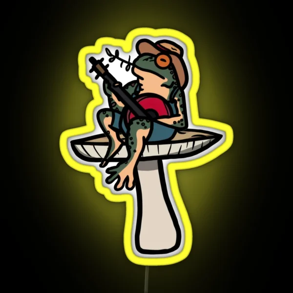 Frog Playing Banjo On A Mushroom RGB Neon Sign