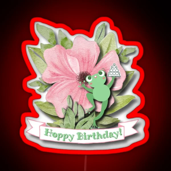 Frog Says Hoppy Birthday RGB Neon Sign