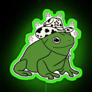 Frog With A Cowboy Hat RGB Neon Sign