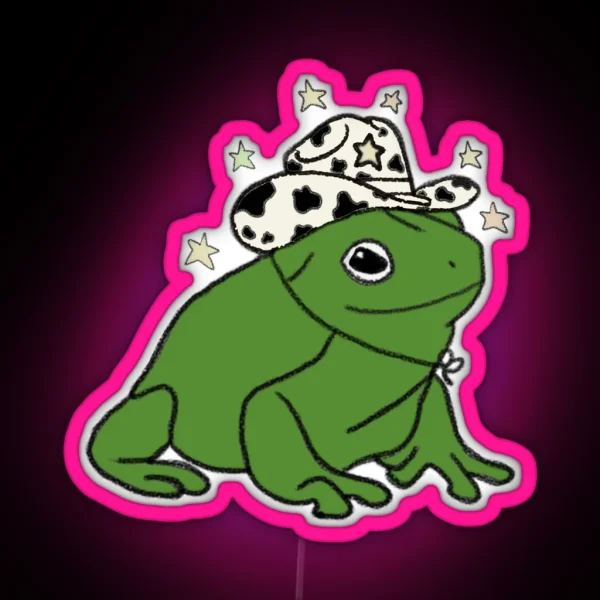 Frog With A Cowboy Hat RGB Neon Sign